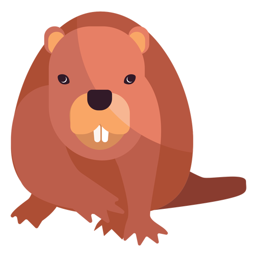 Beaver fat tooth tail rodent flat PNG Design