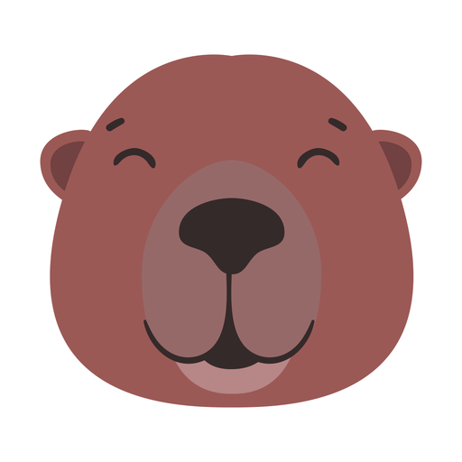 Beaver head happy flat sticker Transparent PNG Beaver head happy flat sticker Transparent PNG