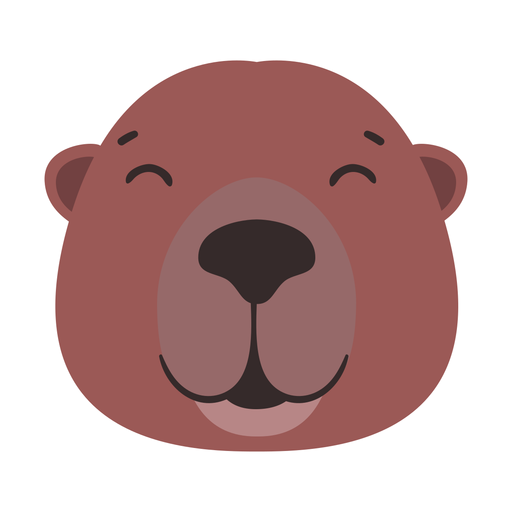 Beaver head happy flat sticker