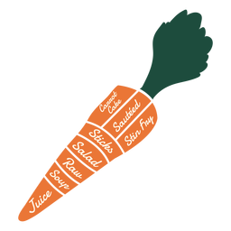Carrot carrot cake sauteed stin fry stichs salad raw soup juice flat PNG Design