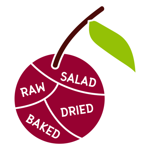 Cherry leaf salad raw dried baked flat PNG Design