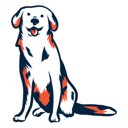 Dog puppy sitting stroke duotone PNG Design