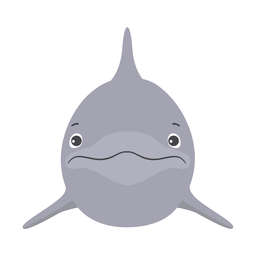 Flacher Aufkleber mit Delphinflossenkopf PNG-Design