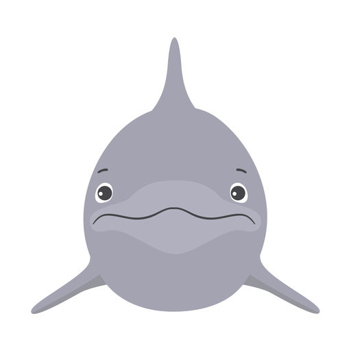 Dolphin flipper head flat sticker PNG Design