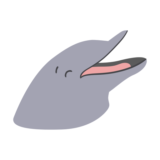 Dolphin laugh head flat sticker PNG Design