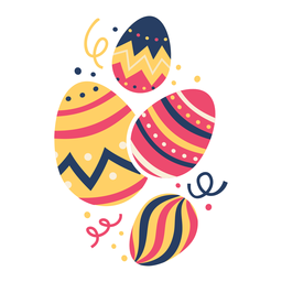 Huevo de pascua pintado huevo de pascua huevo de pascua cuatro patrones planos Diseño PNG