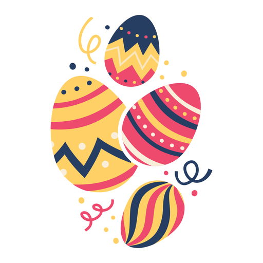 Huevo de pascua pintado huevo de pascua huevo de pascua cuatro patrones planos Diseño PNG