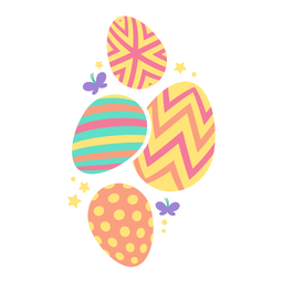 Eggs Easter Painted Star Flat PNG & SVG Design For T-Shirts