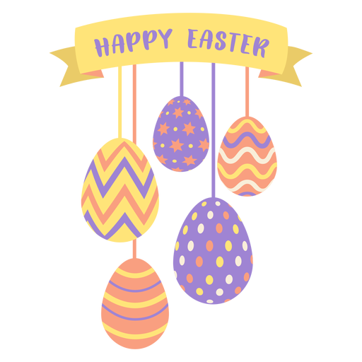 Egg easter painted easter egg easter egg pattern ribbon five happy easter flat PNG Design