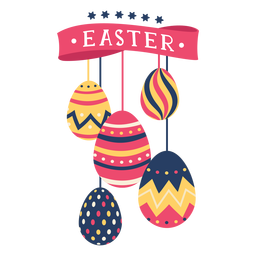 Egg easter painted easter egg easter egg pattern ribbon five star flat PNG Design