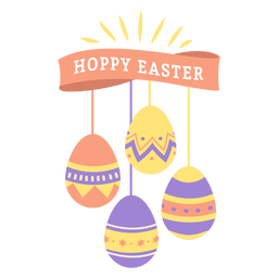 Egg easter painted easter egg easter egg pattern ribbon four hoppy easter flat PNG Design