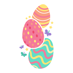 Pegatina pintada con tres huevos de pascua Diseño PNG
