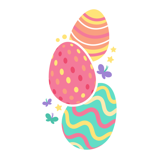Ostern gemalter Aufkleber mit drei Eiern PNG-Design