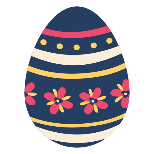 Egg easter painted easter egg easter egg petal flower pattern spot stripe flat PNG Design
