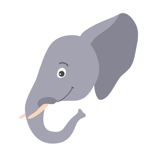 Elephant ear ivory trunk head muzzle flat sticker PNG Design