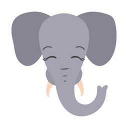 Elephant ear trunk ivory head muzzle flat sticker Transparent PNG