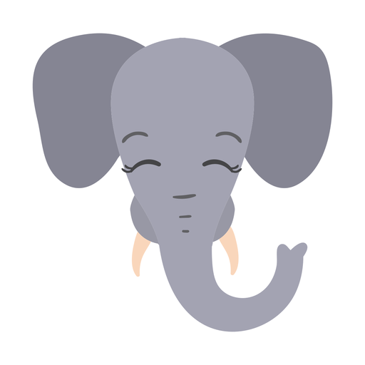 Elephant ear trunk ivory head muzzle flat sticker ...