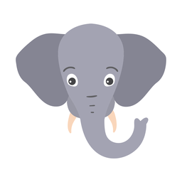 Elephant trunk ear ivory head muzzle flat sticker Transparent PNG