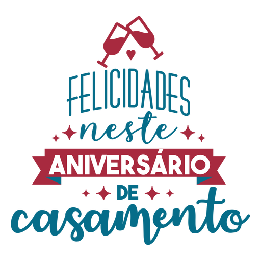 Felisidsdes neste aniversario de casamento portuguese text ribbon glass heart sticker PNG Design