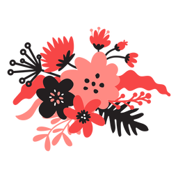 Ramalhete de flores caule botão pétala folha plana Desenho PNG