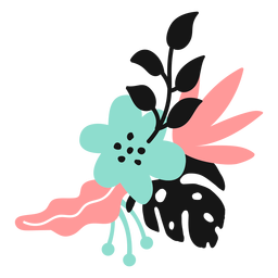 Folha de flor pétala botão haste plana Desenho PNG