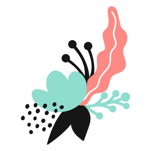 Botão de pólen de flor pétala folha haste plana Desenho PNG