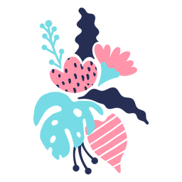 Flower stem bud leaf petal flat PNG Design