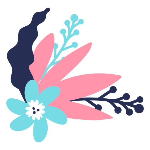 Botão de flor pétala folha plana Desenho PNG