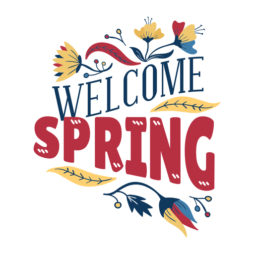 Flower welcome spring bud petal stem leaf flat PNG Design