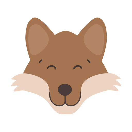 Fox happy head muzzle flat sticker PNG Design