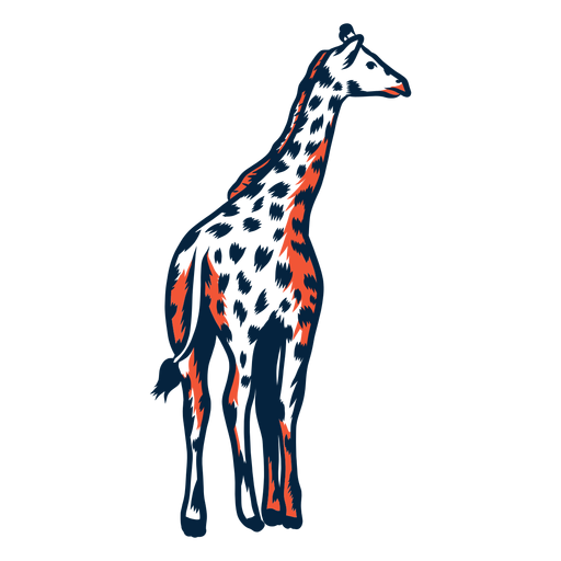 Ponto de girafa pescoço alto ossicones longos traço duotônico Desenho PNG