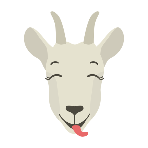 Goat happy tongue horn flat sticker Transparent PNG Goat happy tongue horn flat sticker Transparent PNG
