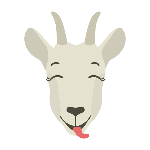 Goat happy tongue horn flat sticker PNG Design