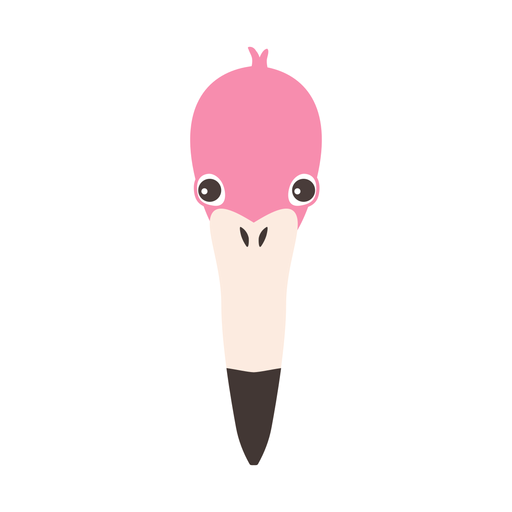 Head flamingo beak pink flat sticker PNG Design
