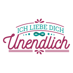 Autocolante com texto em alemão Ich liebe dich unerdlich Desenho PNG