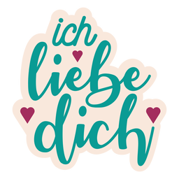 Adesivo de coração com texto em alemão Ich liebe dich Desenho PNG