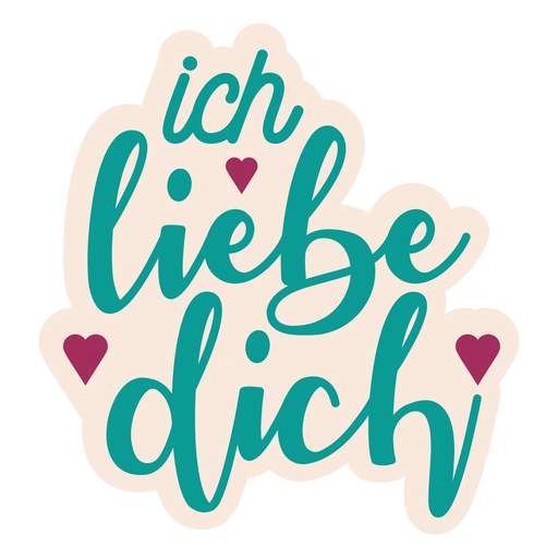 Ich liebe dich deutscher Text Herzaufkleber PNG-Design
