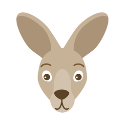 Kangaroo head ear muzzle flat sticker PNG Design