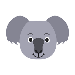 Etiqueta engomada plana de la nariz de la cabeza del oído del koala Diseño PNG