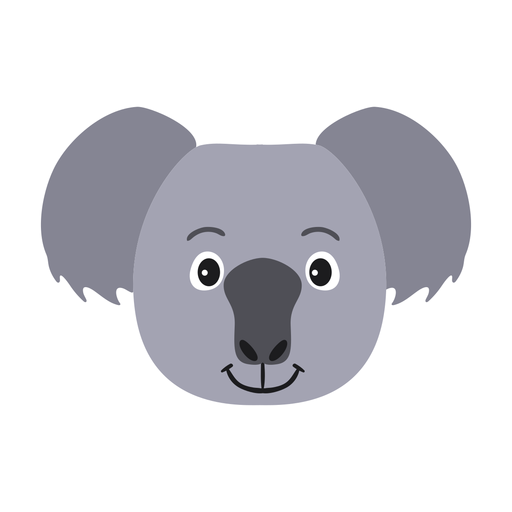 Koala ear head nose flat sticker PNG Design