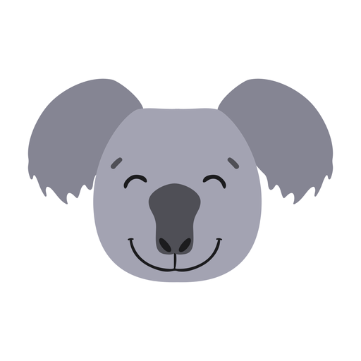 Koala happy head nose flat sticker PNG Design