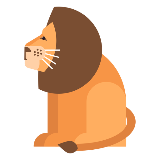 León rey cola sentado melena plana redondeada geométrica Diseño PNG