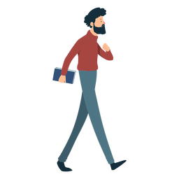 Man beard polo neck trousers book moustache flat Man beard polo neck trousers book moustache flat