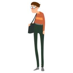 Man glasses bag trousers belt jersey flat PNG Design