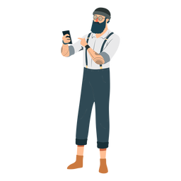 Hombre hipster personaje barba plana Diseño PNG