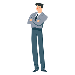 Man jacket tie trousers flat PNG Design