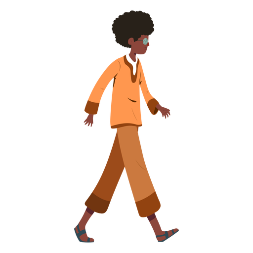 Homem andando penteado óculos camisa plana Desenho PNG