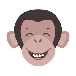 Adesivo de macaco com focinho rindo dente achatado Desenho PNG
