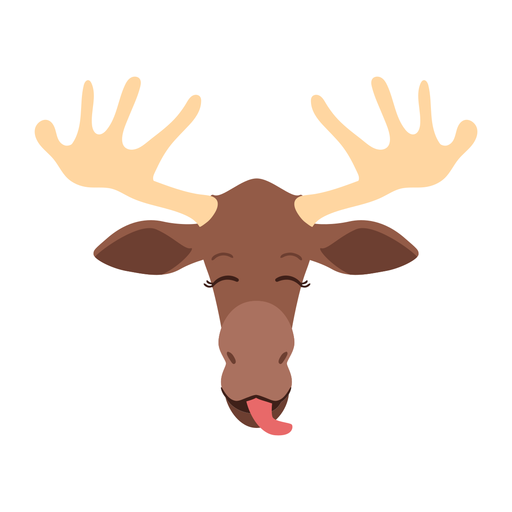 Moose elk tongue antler flat sticker PNG Design