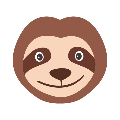 Muzzle sloth head flat sticker PNG Design